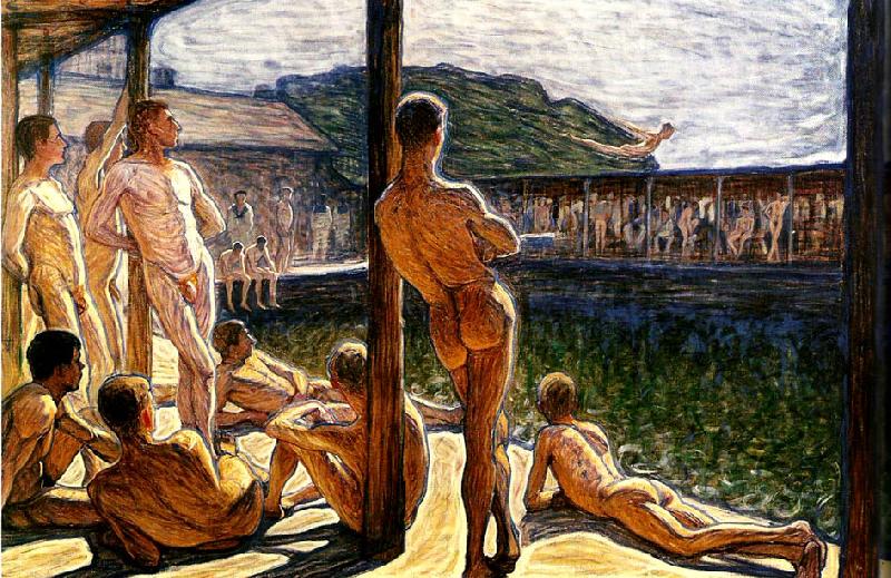 Eugene Jansson flottans badhus oil painting image